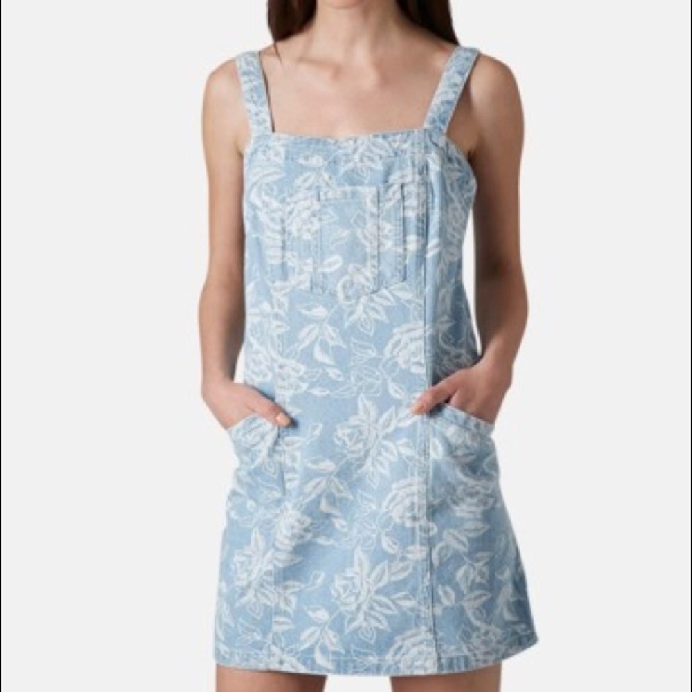 🌿 Topshop | Moto Floral Denim Pinafore